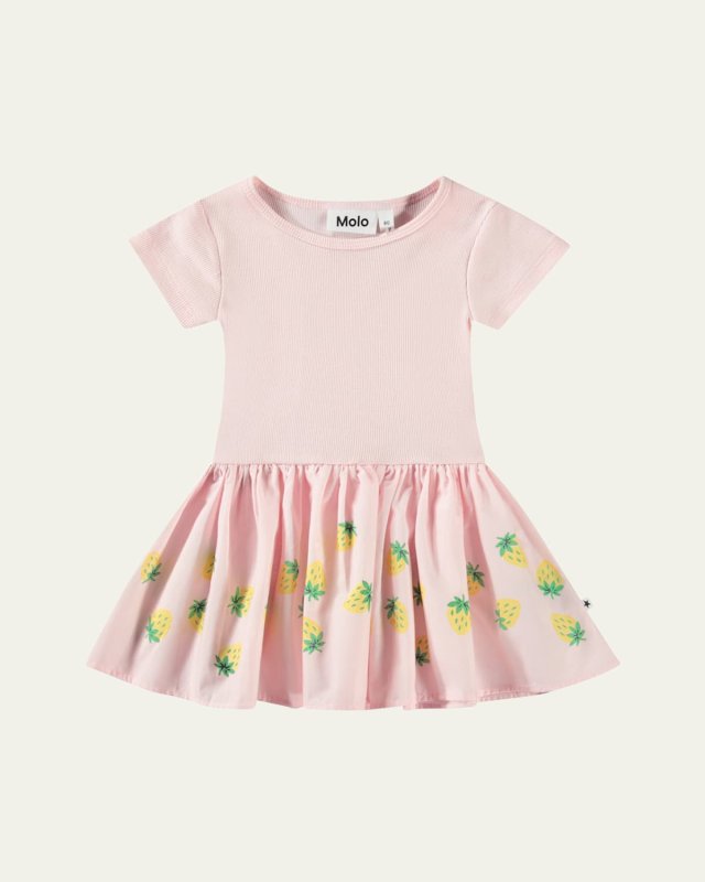 Girl's Carin Strawberry-Print Combo Dress, Size 6M-2